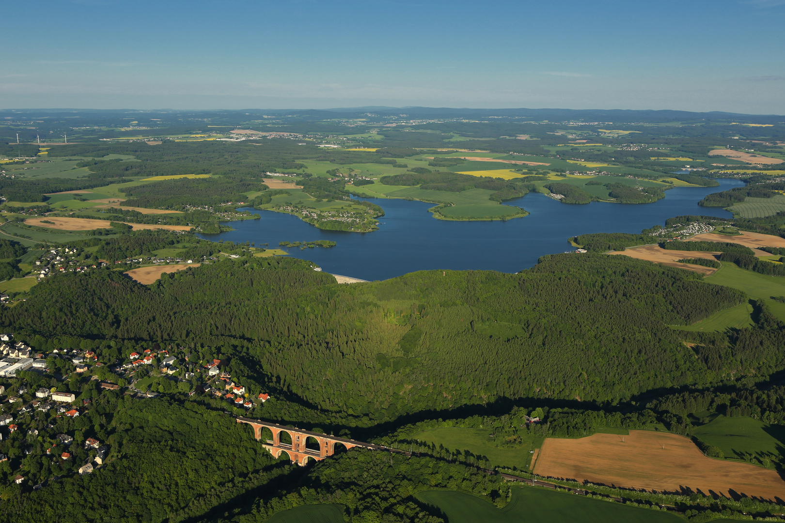 Elstertalbrücke mit Talsperre Pöhl Foto &amp; Bild landschaft