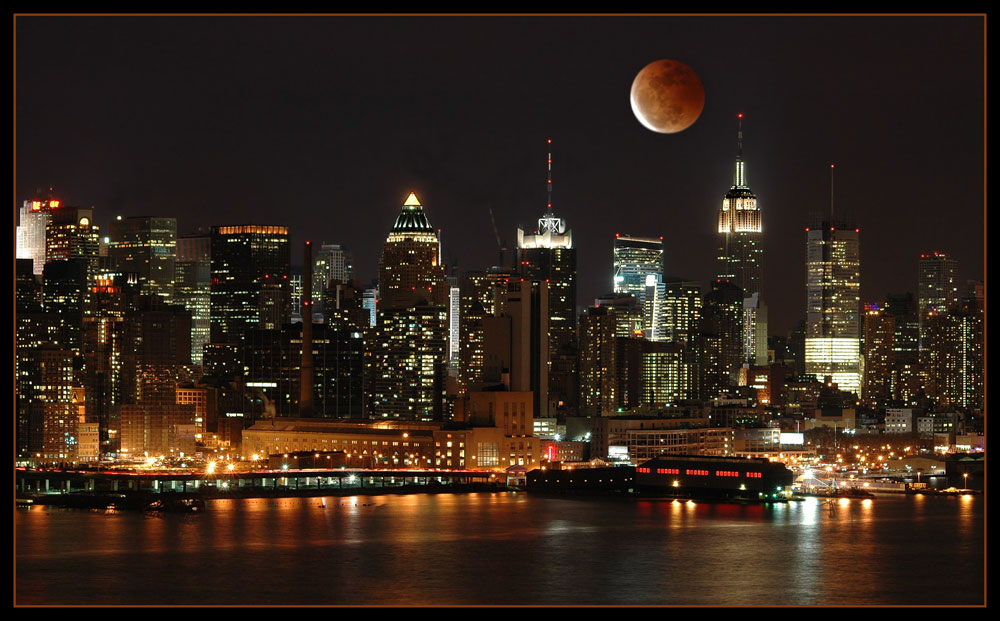 Lunar Eclipse over Manhattan photo & image north america, united