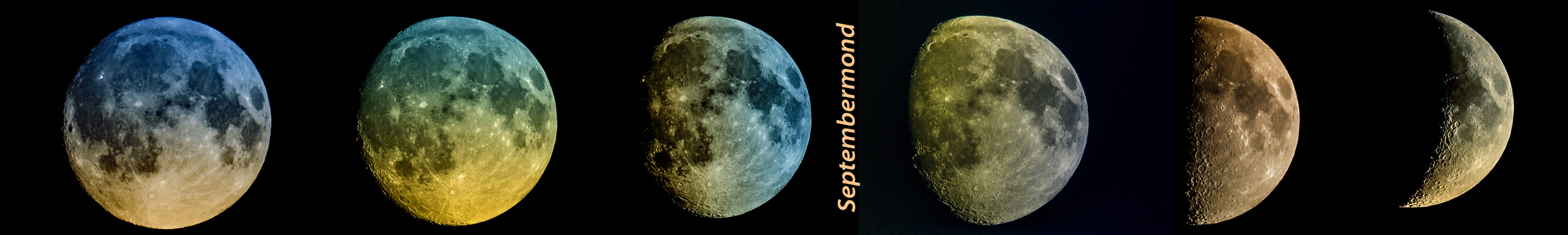 Septembermond Collage von rechts nach links (Tonung der jeweiligen Realität angepasst)