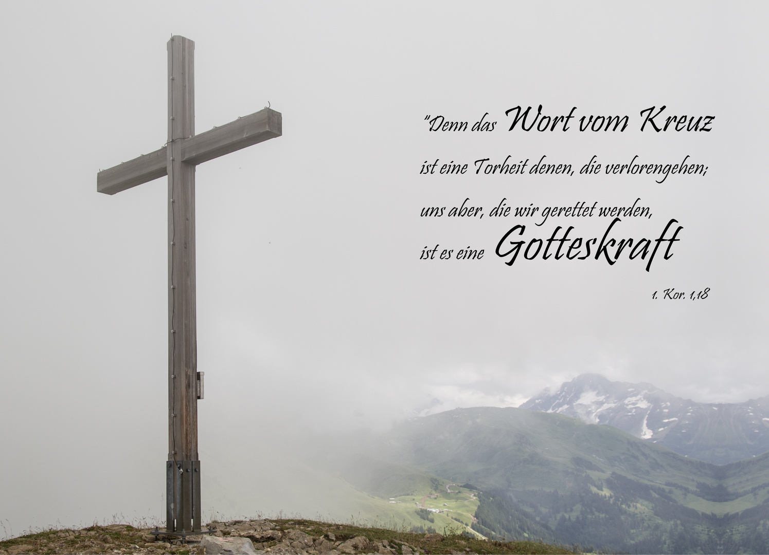 Spruchkarte "Denn das Wort vom Kreuz..." 1. Korinther 1,18 Foto & Bild