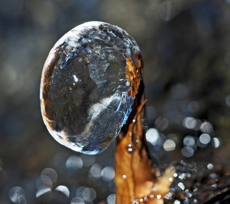 Sprudelnder Bergbach in der Eiskugel… - Le ruisseau pétille dans la boule de glace!
