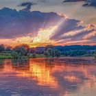 0083sb-86sb Sonnenuntergangsstimmung Rintel an der Weser Panorama Sonnenstrahlen