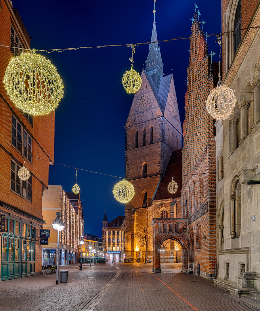 0226T-33T Weihnachtsbeleuchtung an der Marktkirche und altem Rathaus Hannover