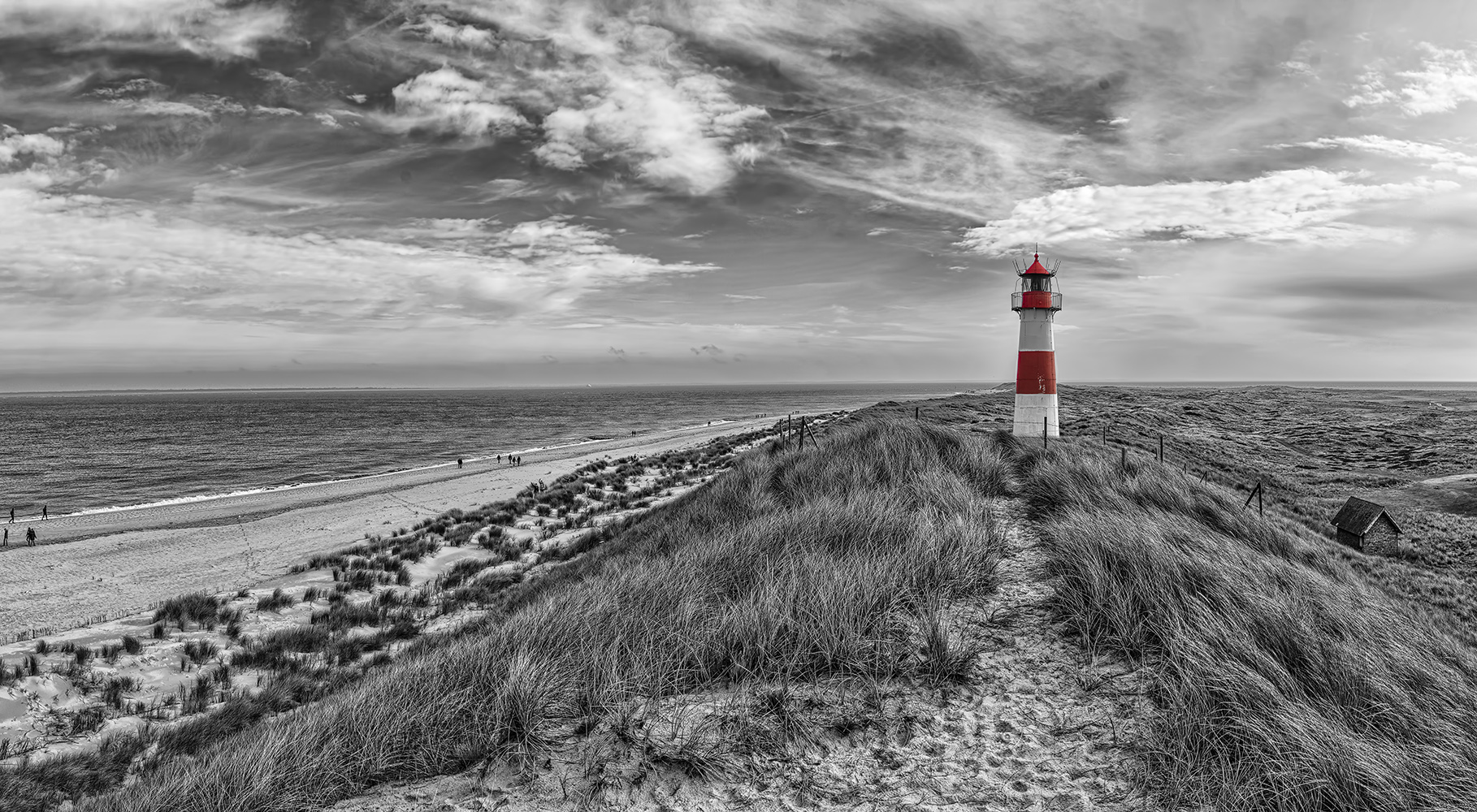 0283K-0288K Sylt Ellenbogen Panorama mit Leuchtturm sw col 