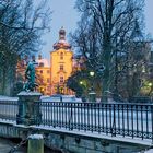 0328L Schloss Bückeburg beleuchtet Winter Panorama