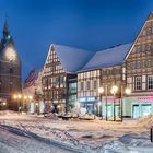 0345TZ-353TZ Marktplatz Stadthagen Winter Schnee beleuchtet