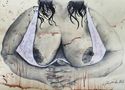 Bleistiftzeichnung Zeichnung "Brüste mit Dessous" von Jan van den Hatt