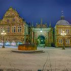 0511A-0537A Marktplatz Bückeburg Panorama Winter Schnee Detail