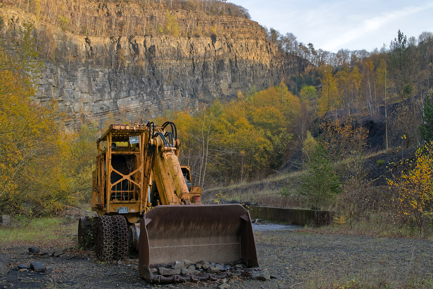 0858SC Bagger im Steinbruch Herbst