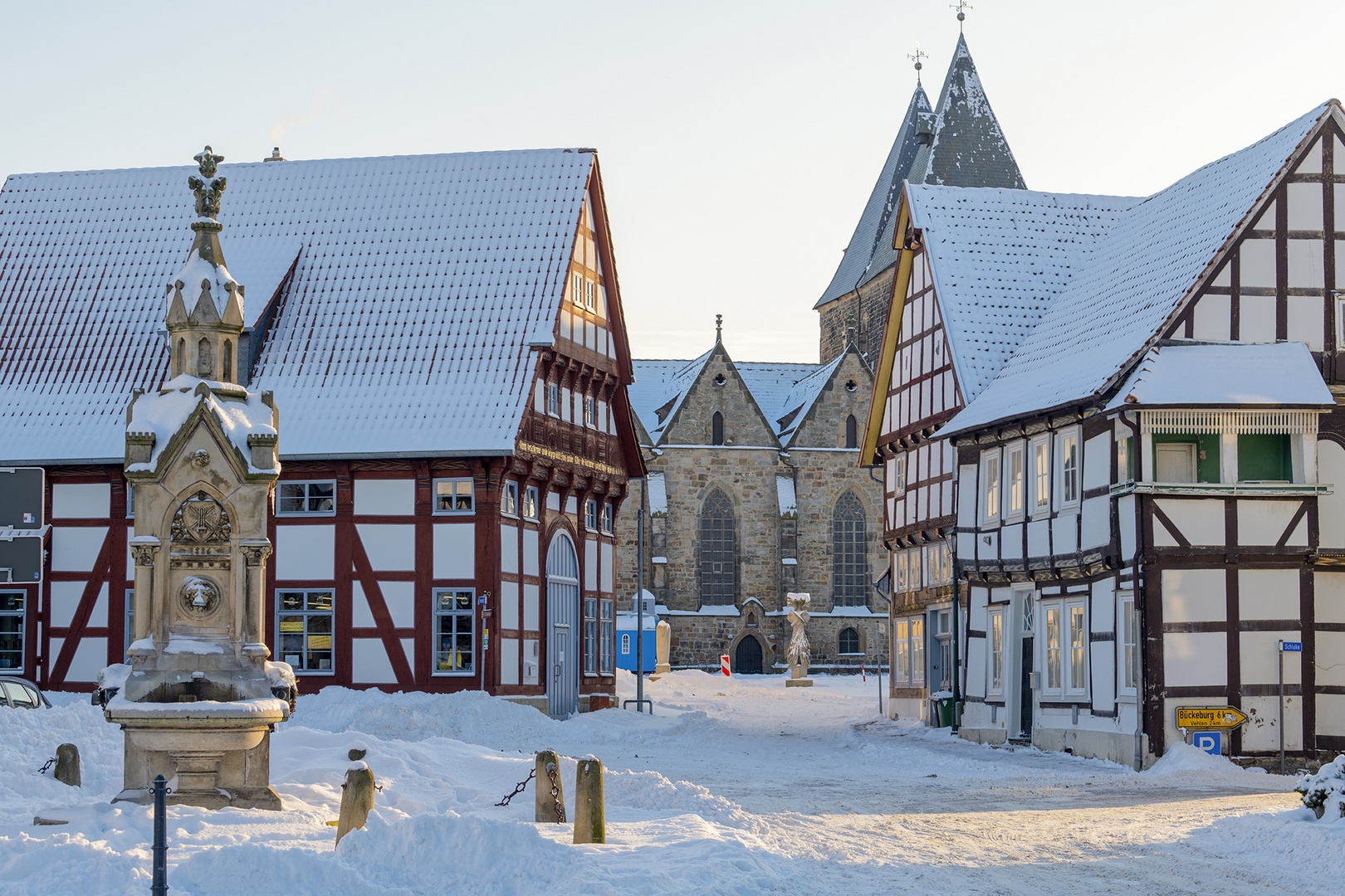 0899T Marktplatz Obernkirchen Winter Schnee