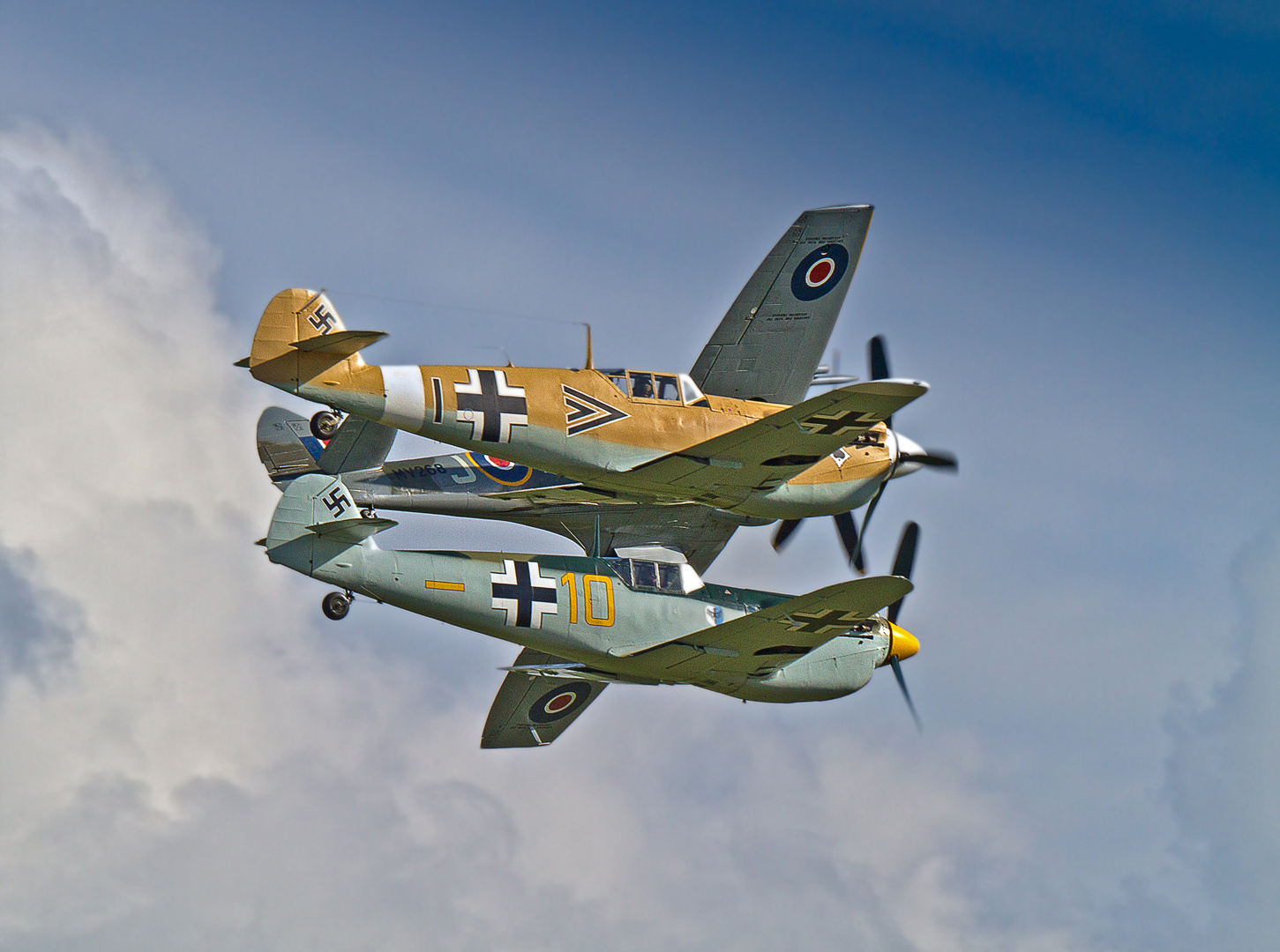1 * Spitfire - 2 * Buchon - Flying Legends - Duxford - 1 July 2012