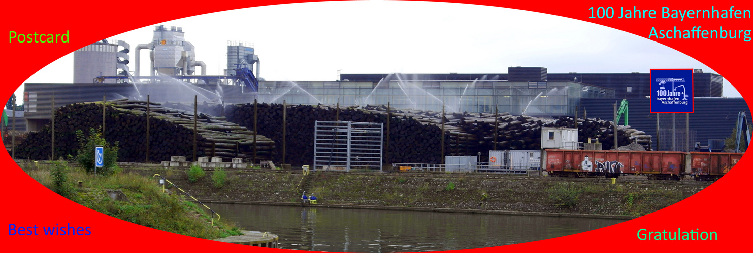 100 Jahre Bayernhafen Aschaffenburg - Gratulation Postcard