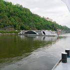 100 Meter langes Kreuzfahrtschiff dreht auf der Donau