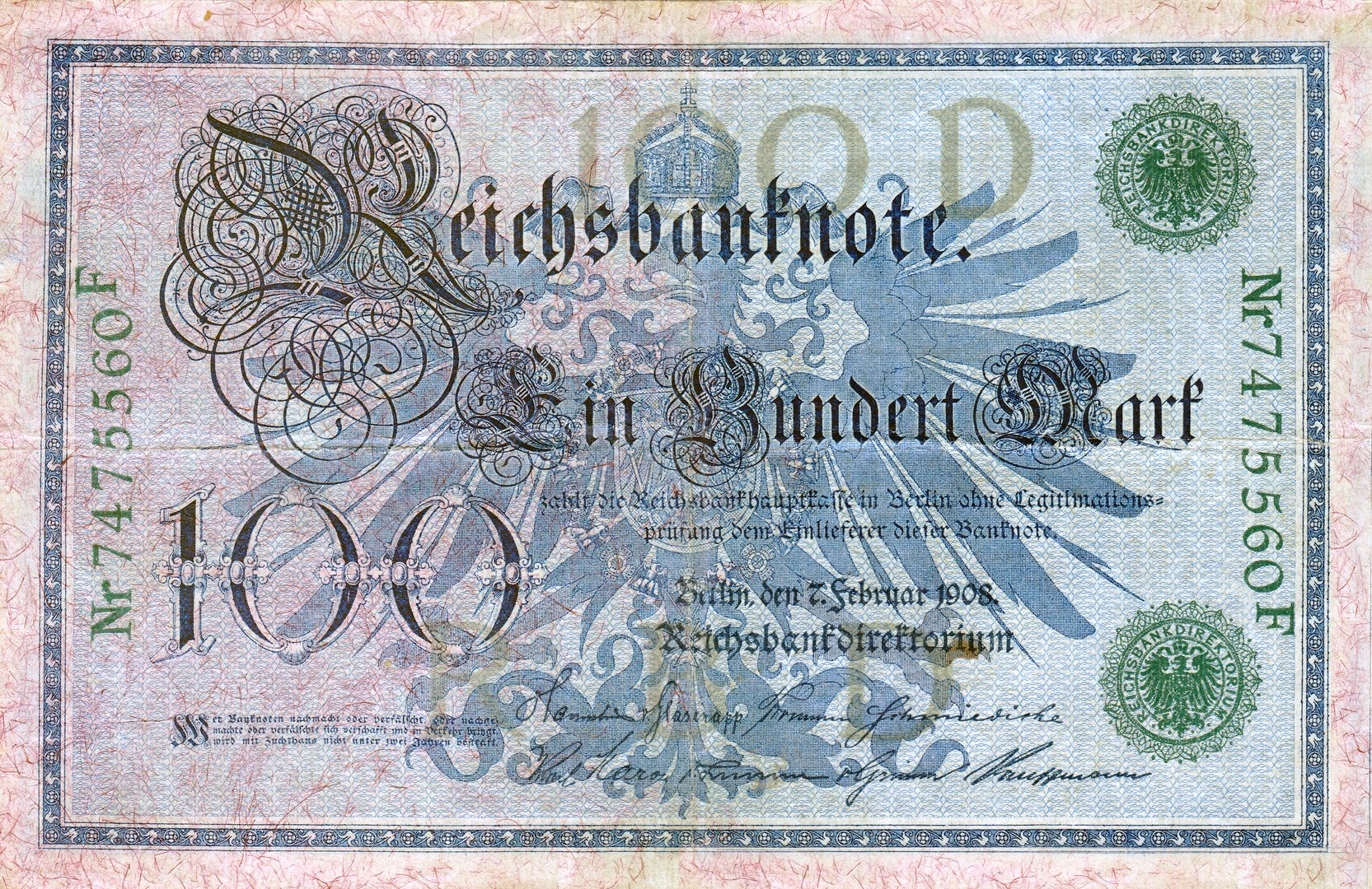 100 Reichsmark, 1908, Vorderseite 