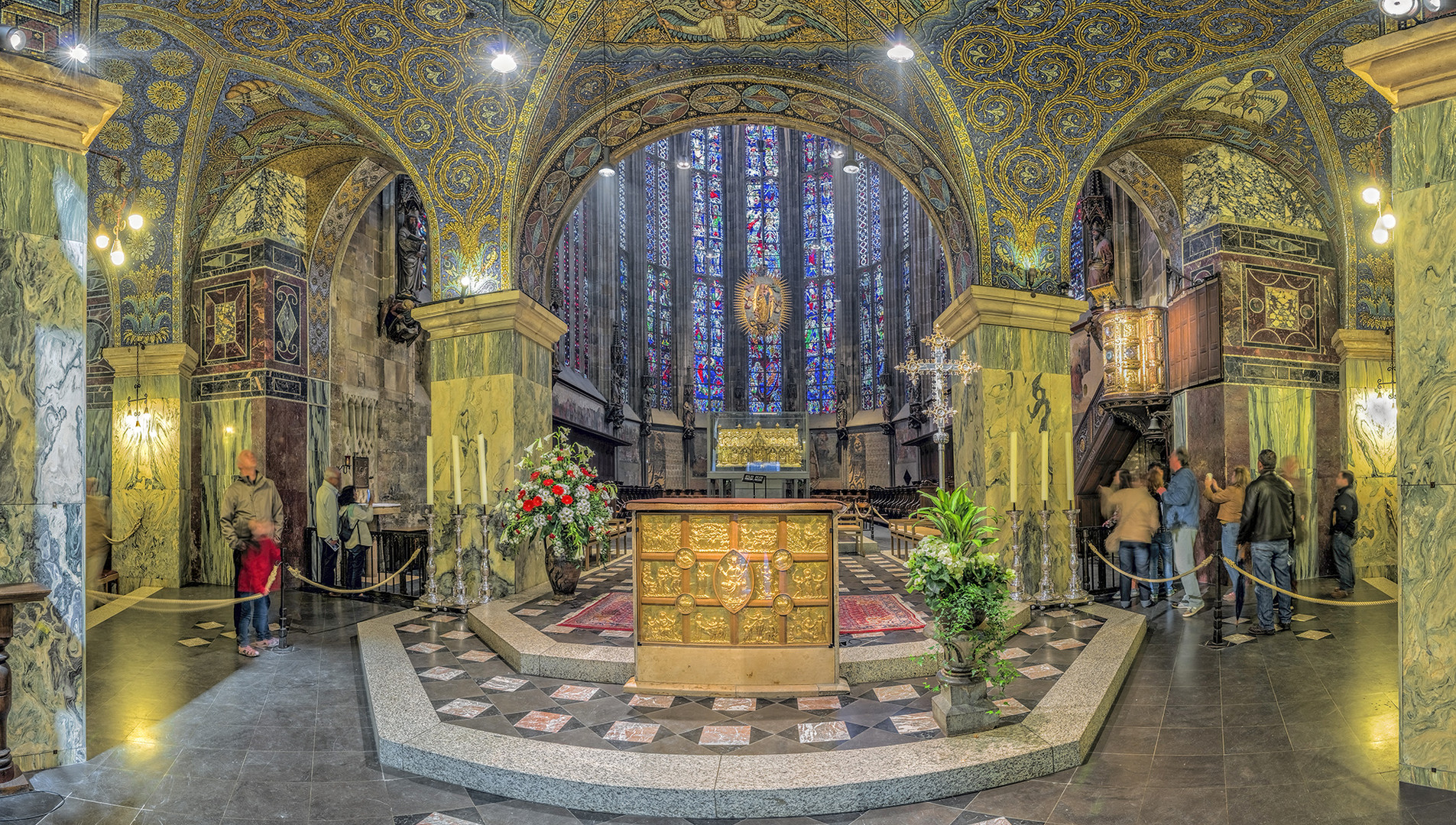 1286P-89P Kaiserdom Aachen Innen Panorama