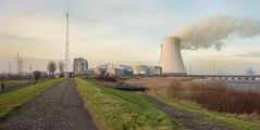 135 - Embankment along Schelde River with Cooling Towers of the Nuclear Plant