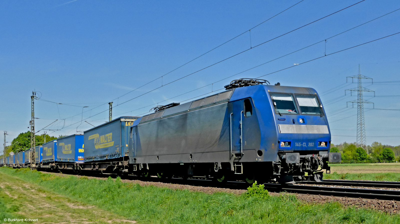 145-CL 202 mit einem Containerzug