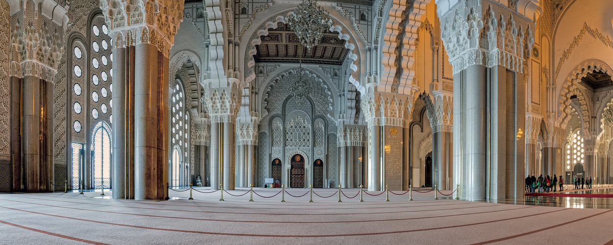 1499R-1500R Moschee Hassan II Innen Casablanca Panorama