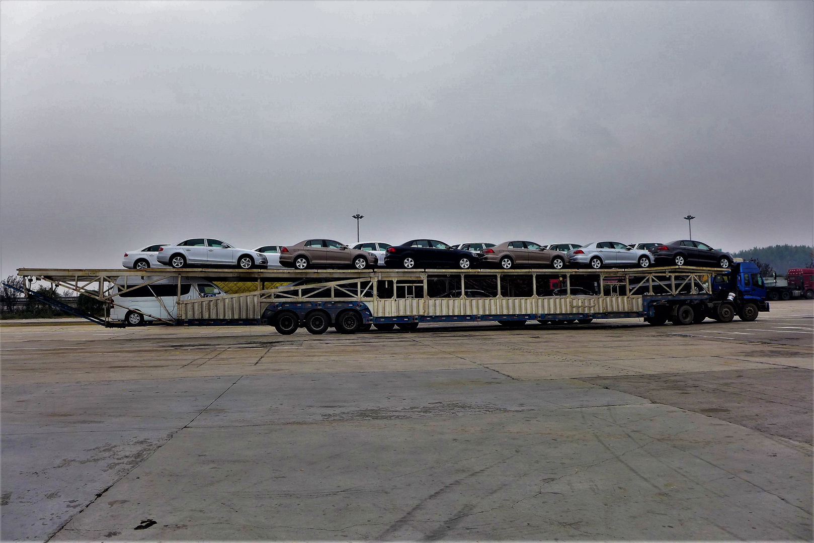 17 cars on a Truck