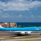 180 Grad Wende KLM B747 nach Backtrack, St.Maarten, Niederländische Antillen