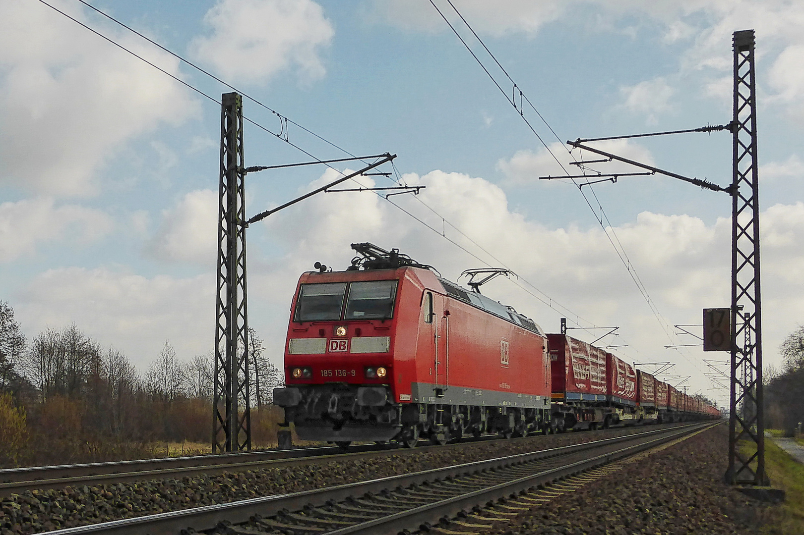 185 136-9 DB vor einem Containerzug