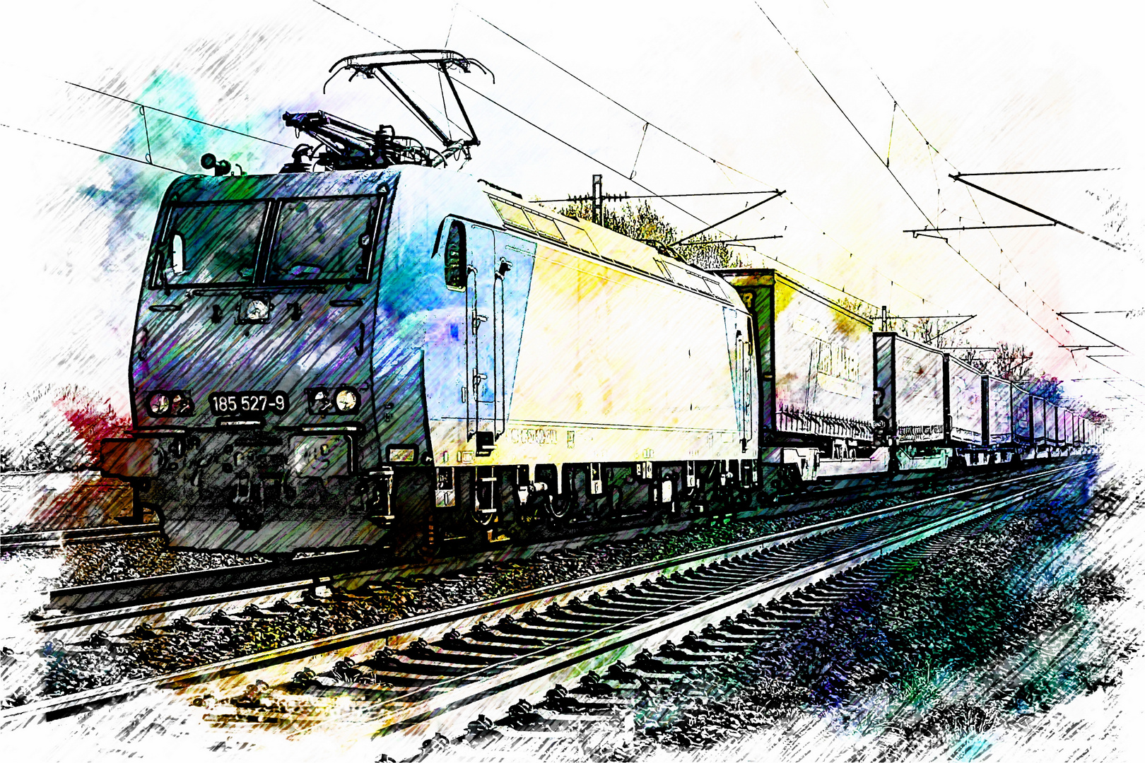 185 527-9 Crossrail - Containerzug