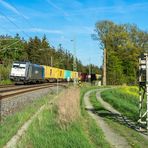  186 433 mit Container in Drochaus/ Vogtland