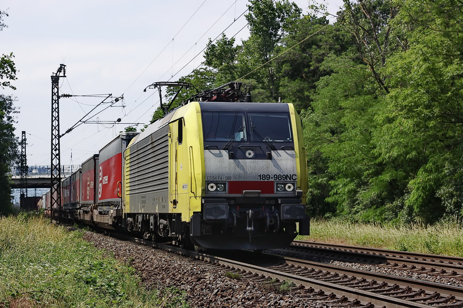 189 989 ES 64 F4-089 mit einem Containerzug