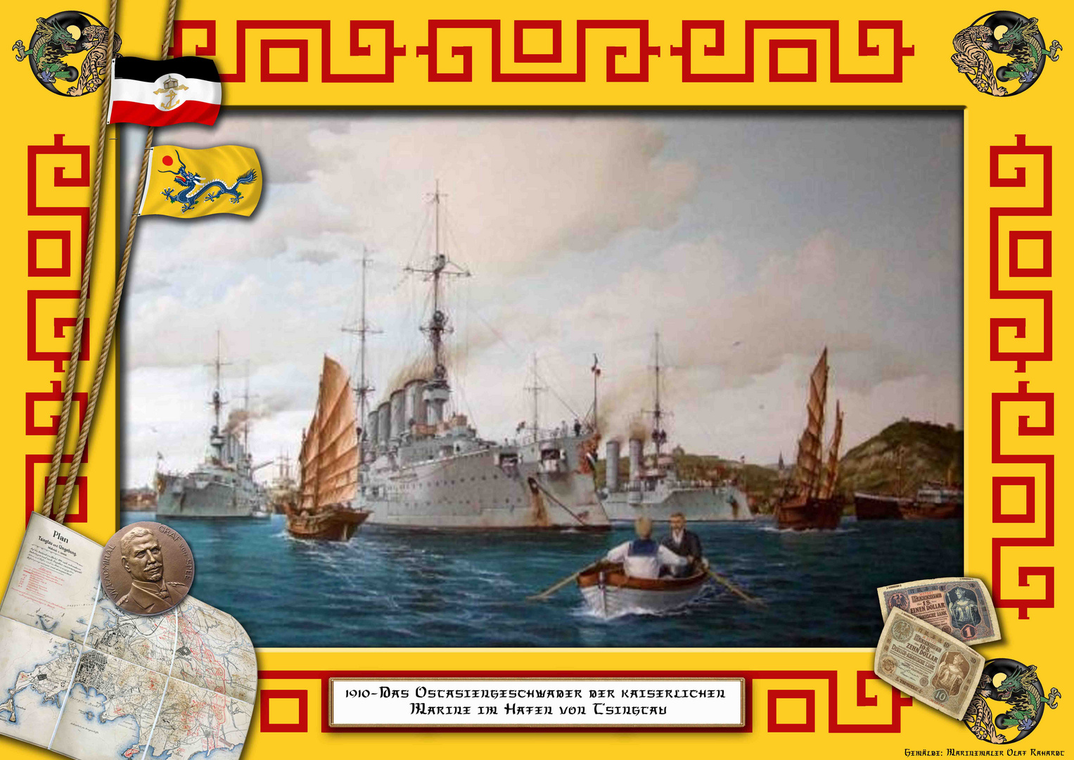 1910 Das Ostasiengeschwader der kaiserlichen Marine im Hafen von Tsingtau