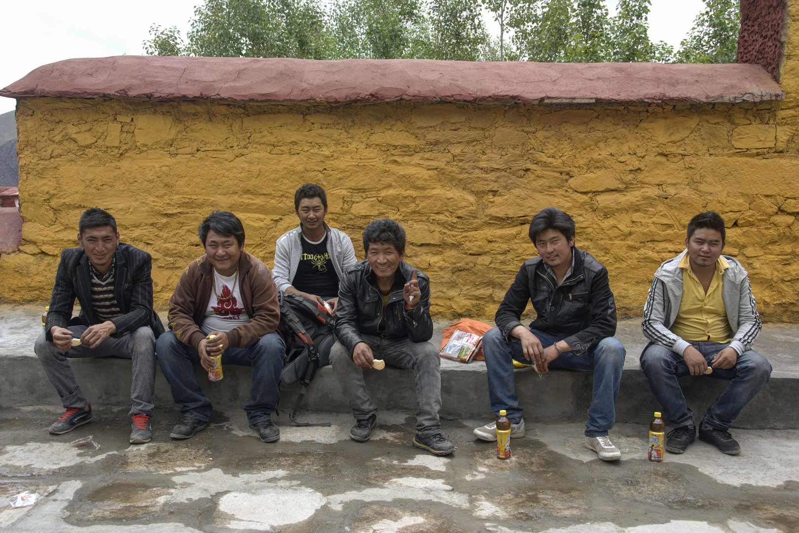 192 - Ganden (Tibet) - Construction Workers Breaking for Lunch