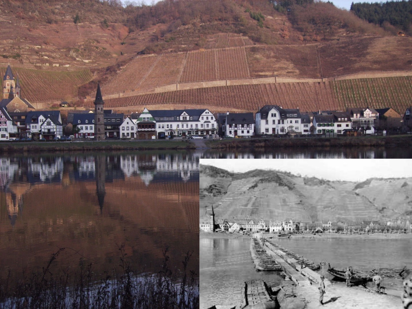 1945 - Sturm über die Mosel bei Hatzenport - Now and then