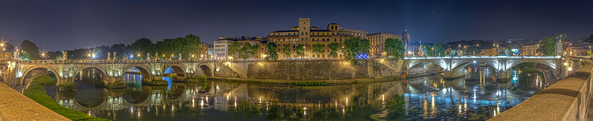 1987B-2005B Brücken am Tiber Rom Panorama Nacht