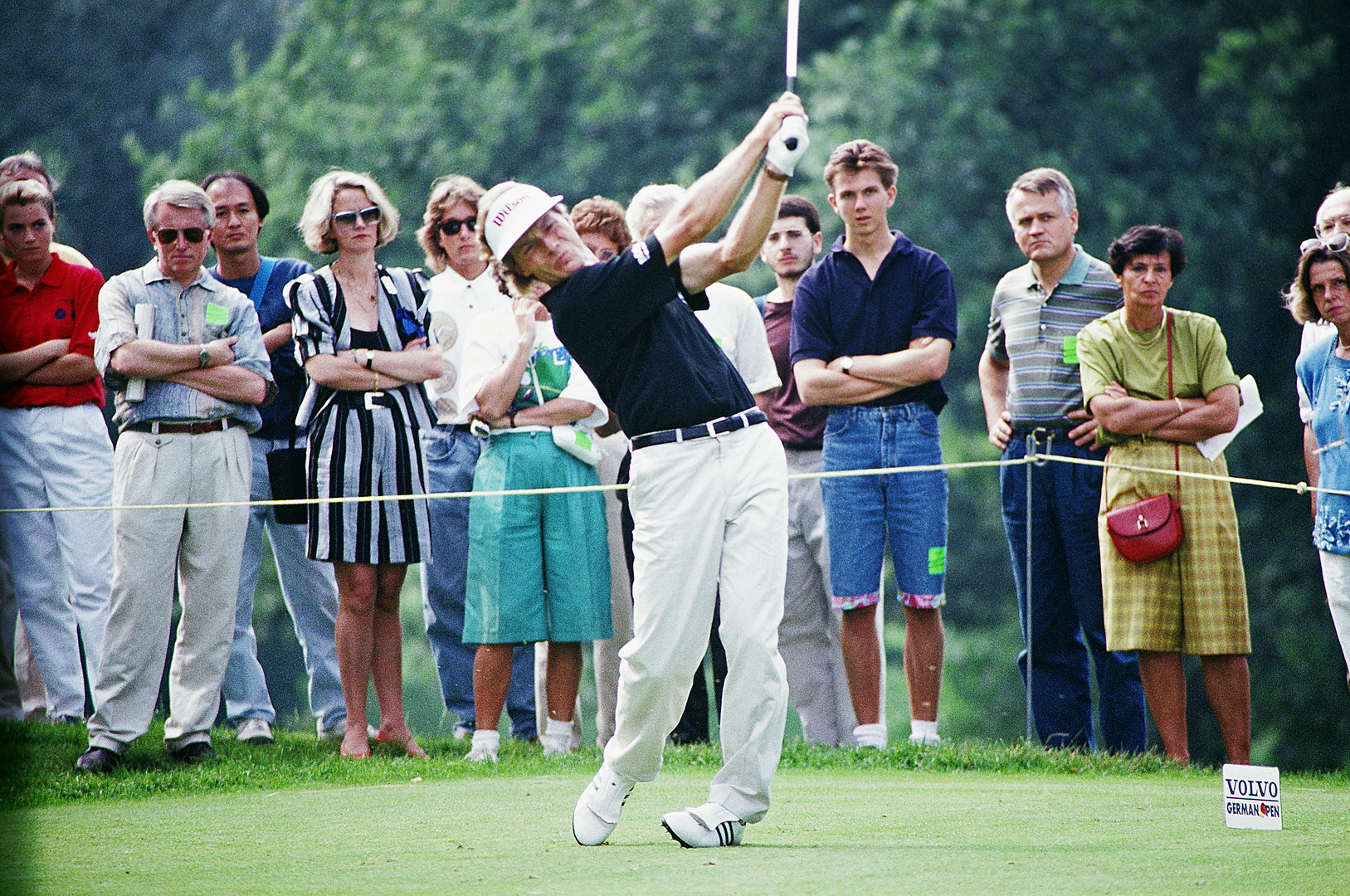   1991 Bernhard Langer  beim Abschlag in Düsseldorf Hubbelrath bei der German Open 