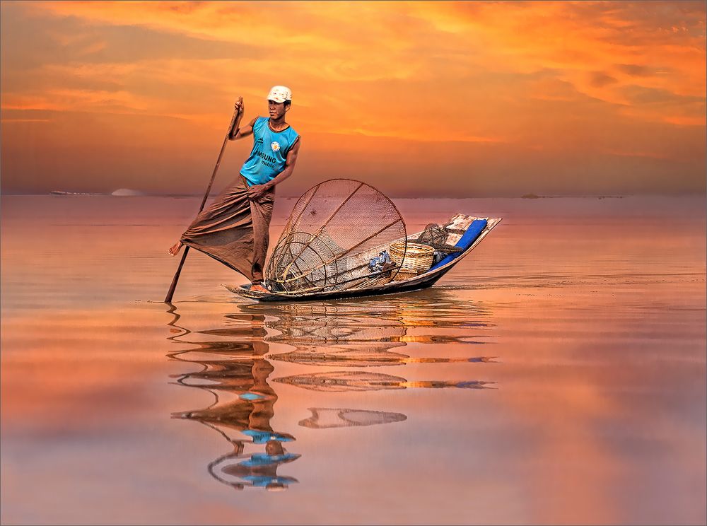 Sonnenuntergang am Inle See von Herbert A. Franke