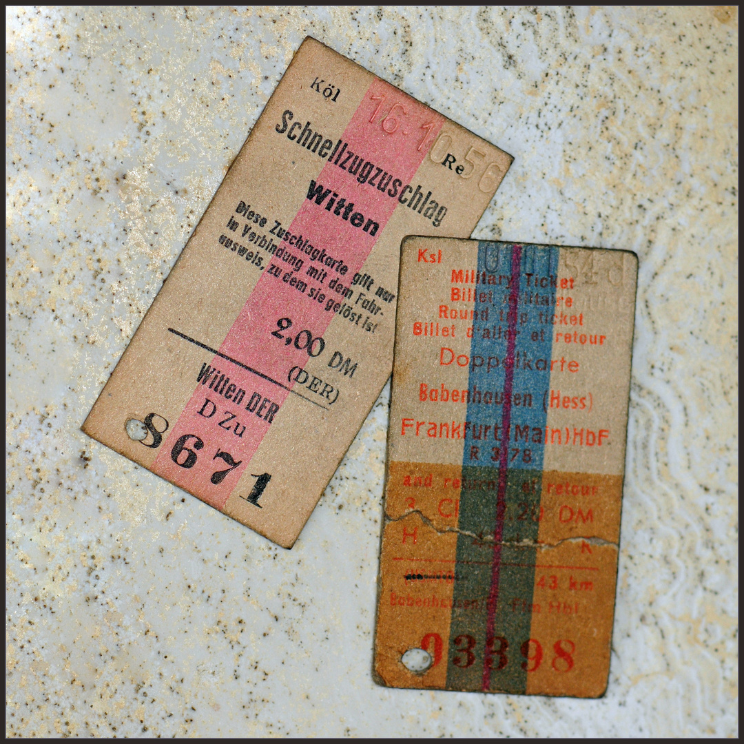 2 alte Bahntickets (von 1954 und 1956)