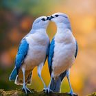 2 birds kiss each other with love