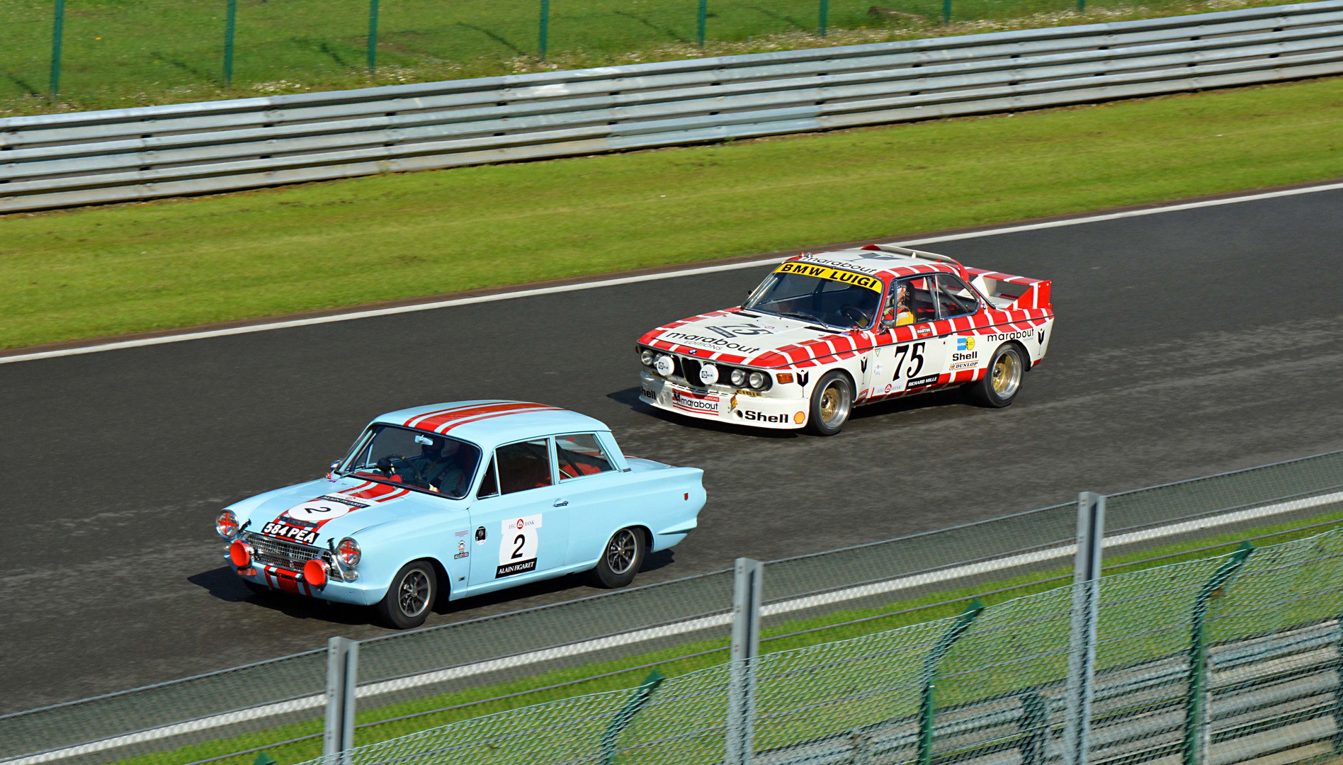 # 2 Ford Cortina GT + # 75 BMW 3.0 CSL 