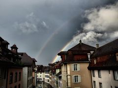 2 Regenbögen über Aarau (Schweiz)