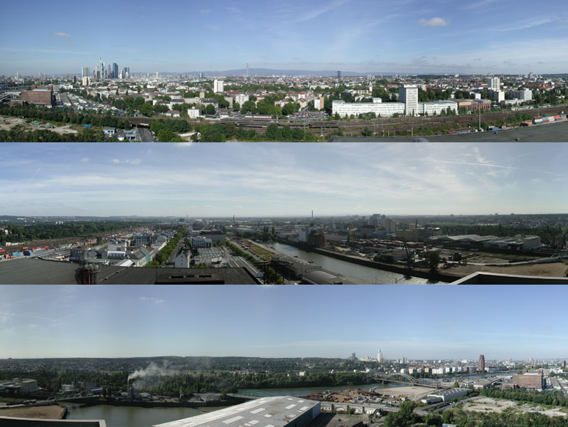 2. Versuch Panorama in 3 Teilen / Frankfurt in Schichten