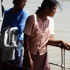 2 young girls on the boat at Ayeyarwady river