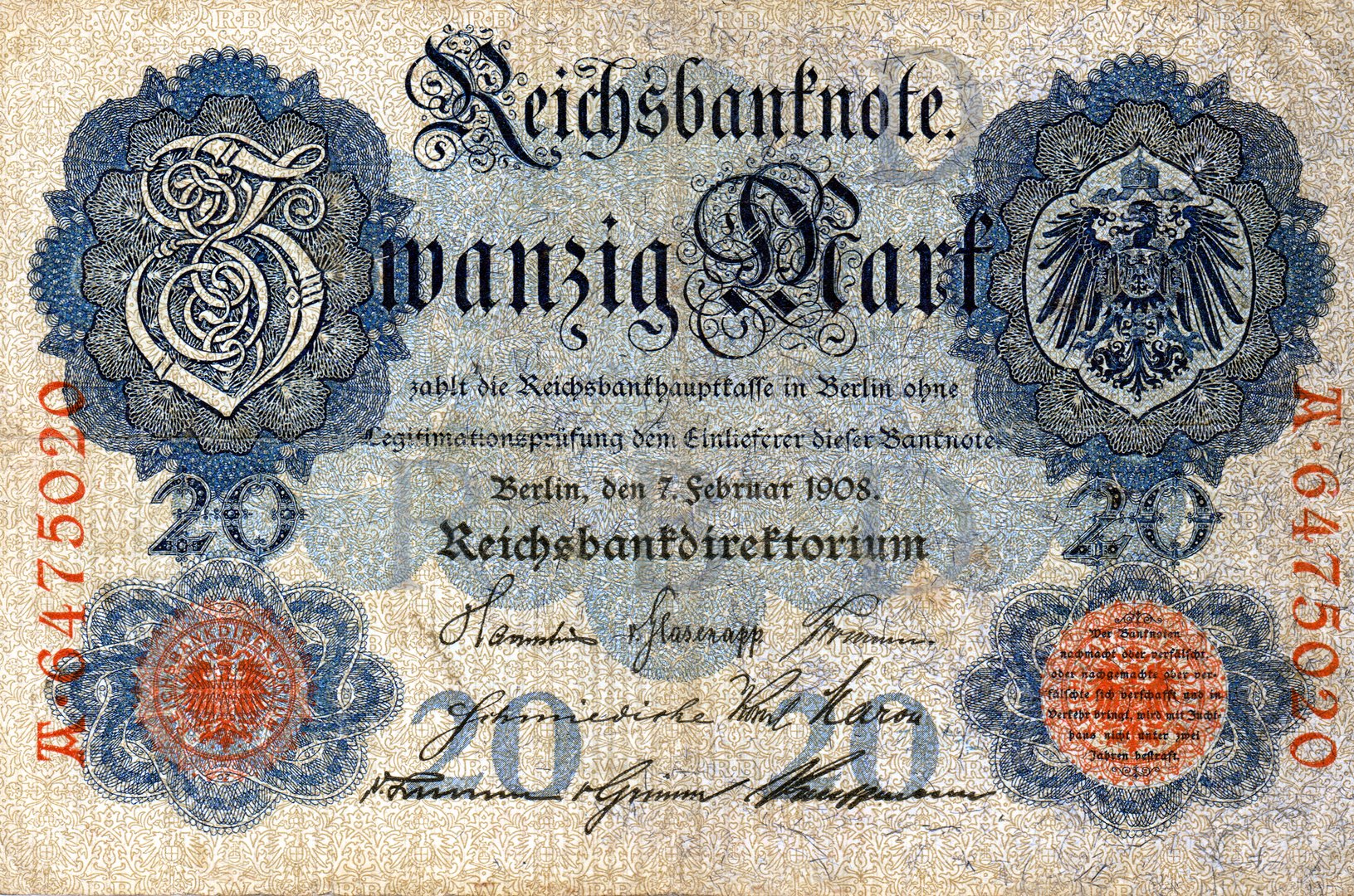 20 Reichsmark, 7. Februar 1908