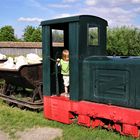  2014  Freilandmuseum Bad Windsheim :Lok mit Loren und "Lokführerin"