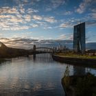 2017 EZB und Skyline von der Osthafenbrücke aus