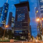 2018 Bankenviertel in Frankfurt zur blauen Stunde