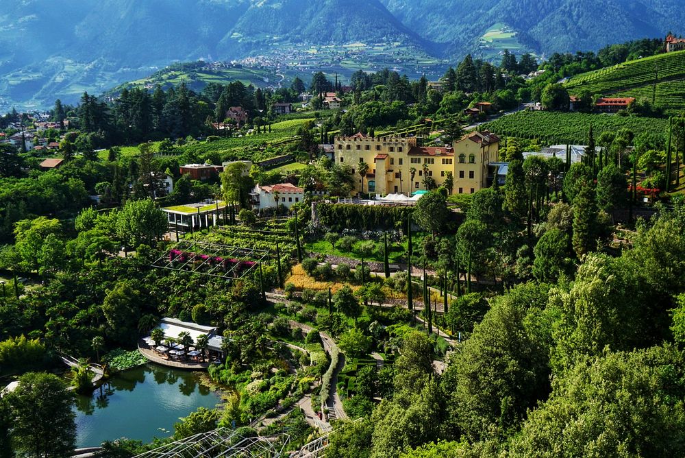 2018 Die Gärten von Schloss Trauttmansdorff Aussicht Foto & Bild