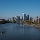 2018 Ruderboot auf dem Main vor der Skyline