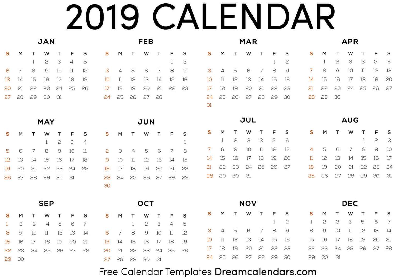 2019 Calendar