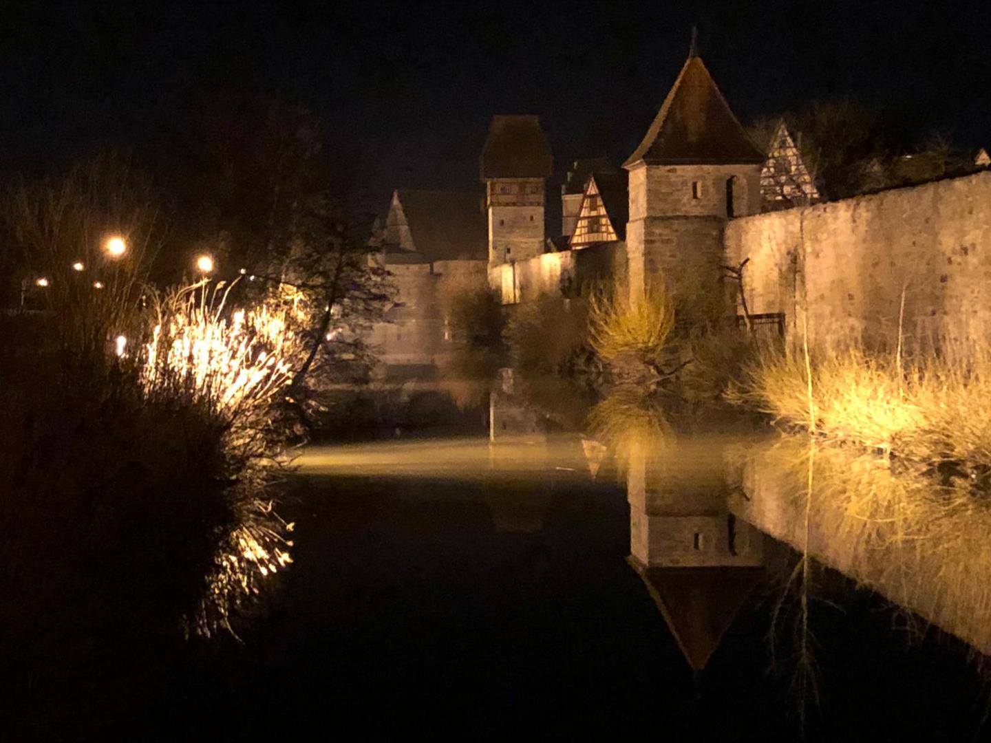 20210223 Dinkelsbühl Stadtmauer bei Nacht   an der Wörnitz II