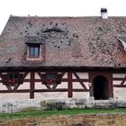 20210701 Freilandmuseum Bad Windsheim : Taubenhaus und Tauben auf dem Bauernhaus