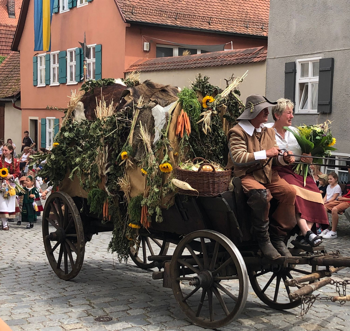 20230723  Kinderzeche Dinkelsbühl : Früchte der Arbeit + Lore mit Kindern dahinter